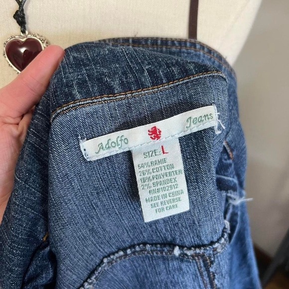 Vintage‎ Y2K Adolfo Jeans Fairy Beaded Embroidered Denim Jacket Womens Large - Picture 7 of 7